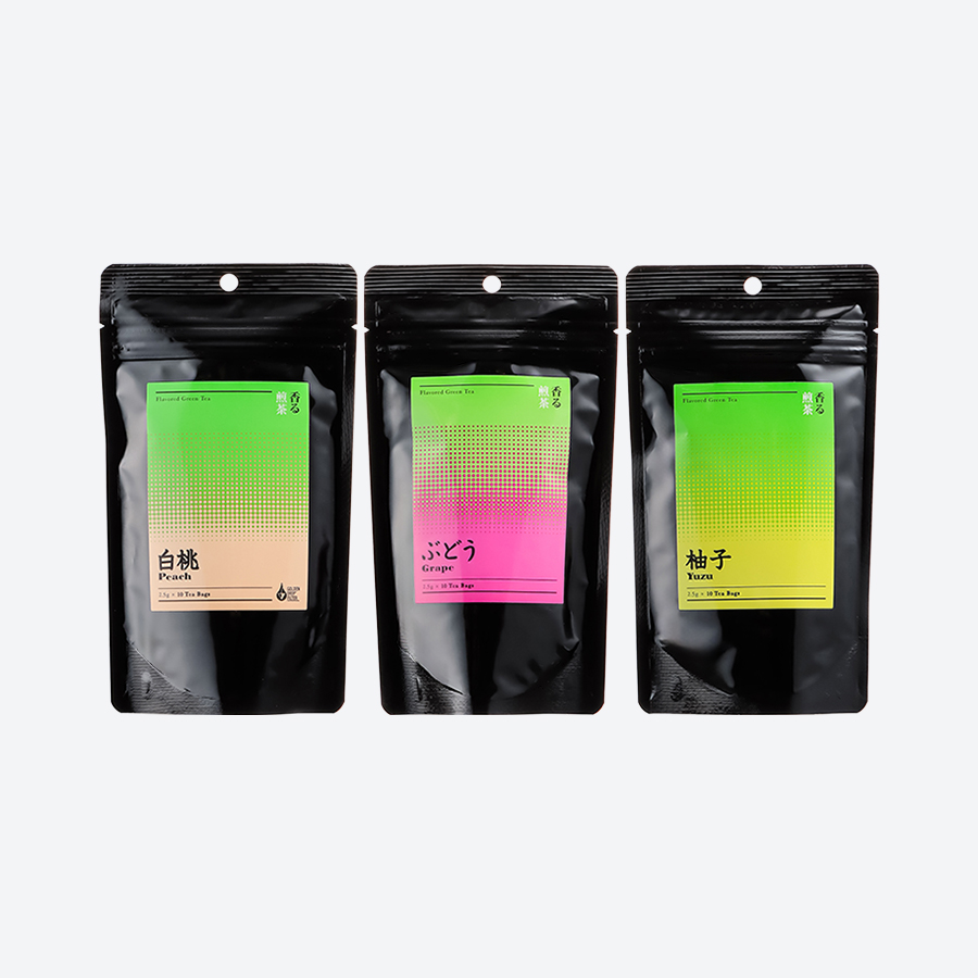 ＜小栗農園＞彩り香る茶ギフト（煎茶アソート）白桃・ゆず・ぶどう各２袋